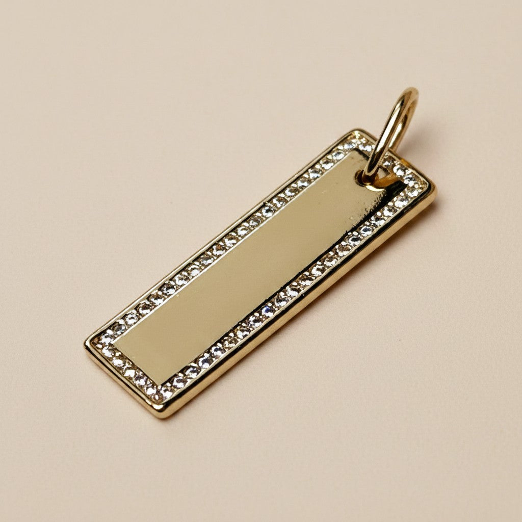 ✨ 18k Gold Filled CZ Bar Pendant — A Wide Bar. A Single Sparkling Edge. Understated Glamour.