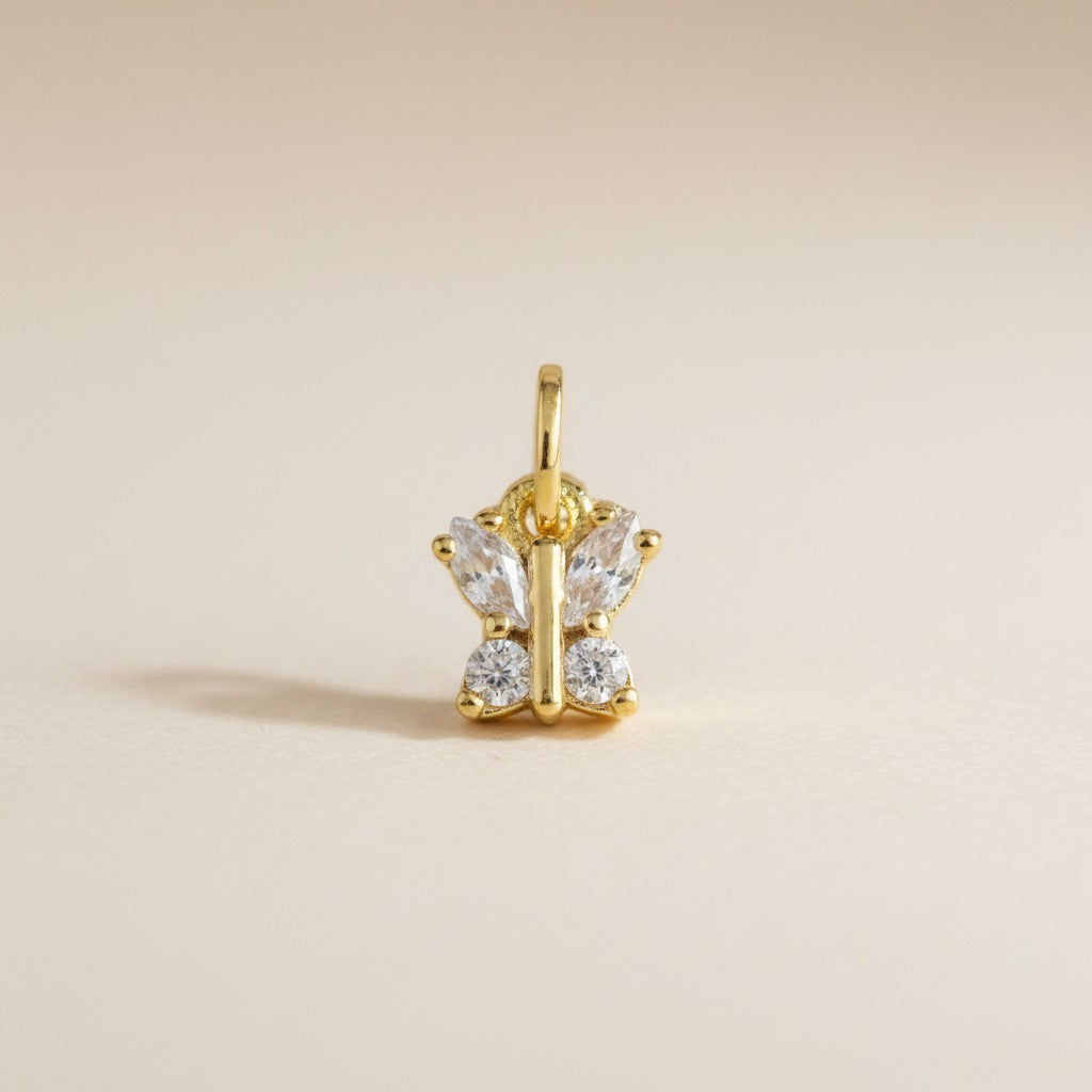 18k Gold Filled CZ Butterfly Charm — Transformation. Renewal. Worn in Gold.