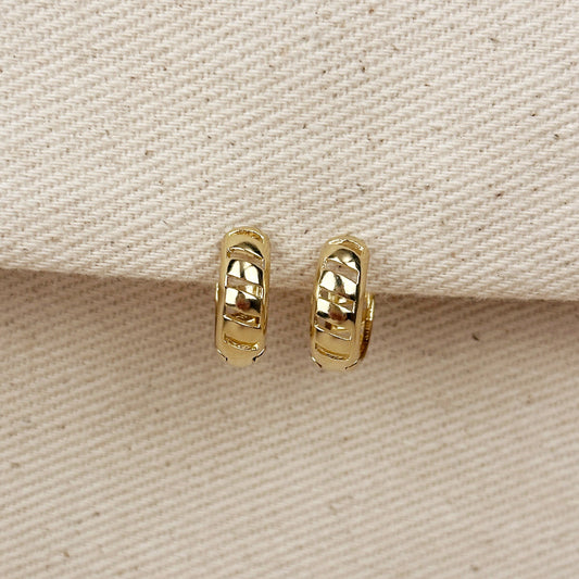 18k Gold Filled Ribbon Huggies Hoop Earrings