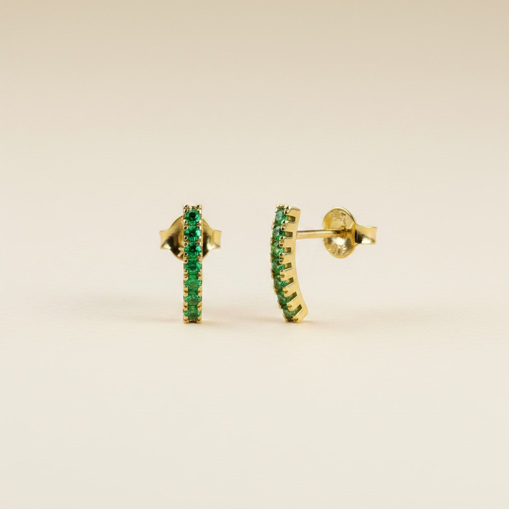 18k Gold Filled CZ Line Stud Earrings | Elegant Simplicity, Refined Sparkle