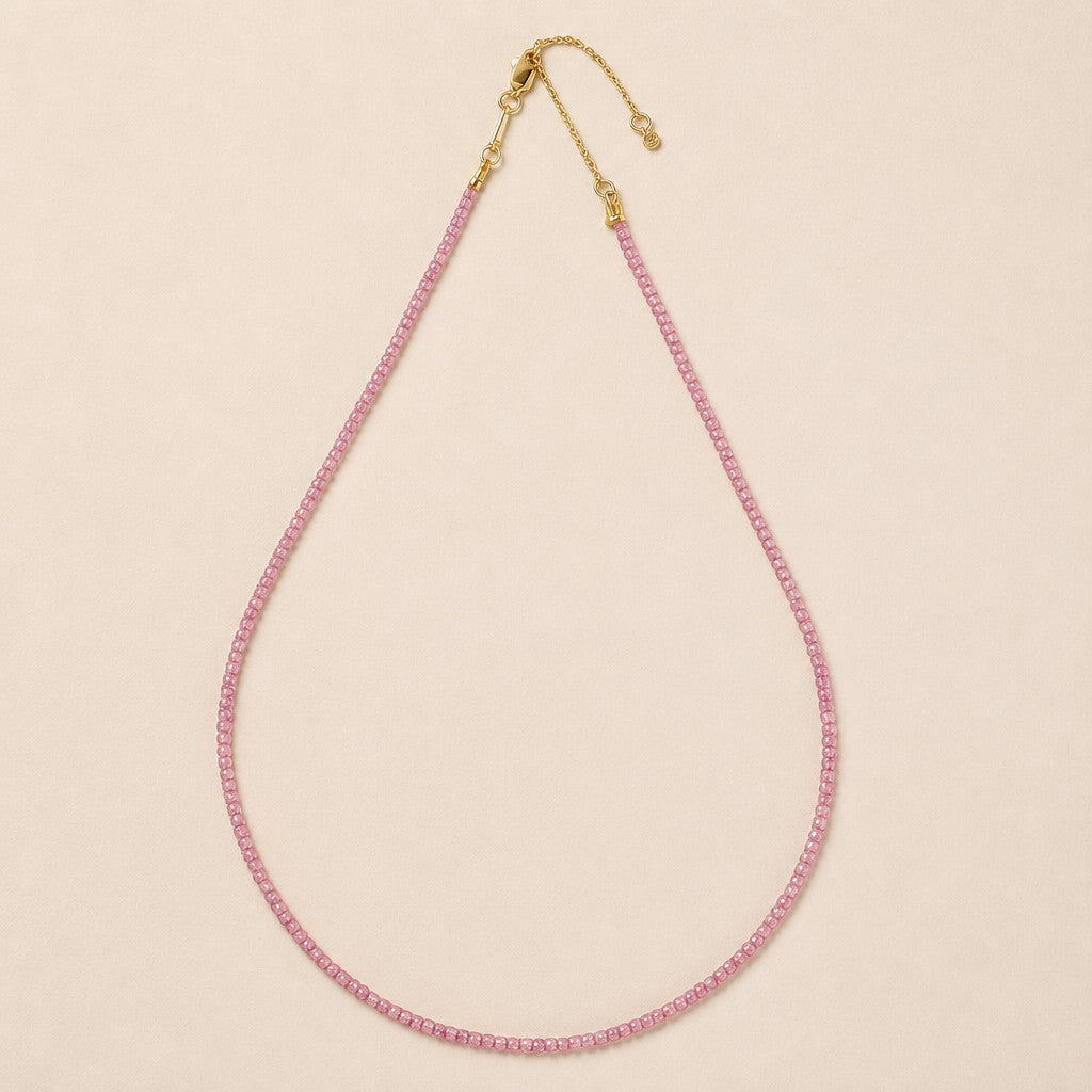 18k Gold Filled Pink Zircon Beaded Necklace | Soft Sparkle, Feminine Elegance