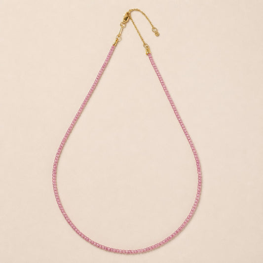18k Gold Filled Pink Zircon Beaded Necklace | Soft Sparkle, Feminine Elegance
