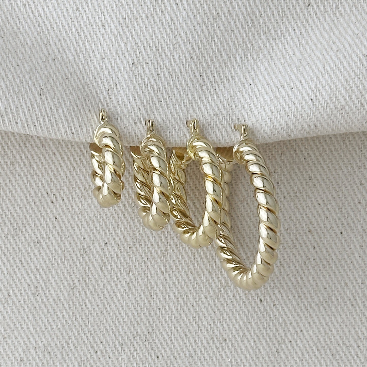 18k Gold Filled Twisted Tube Hoop Earrings - The Croissant Hoops