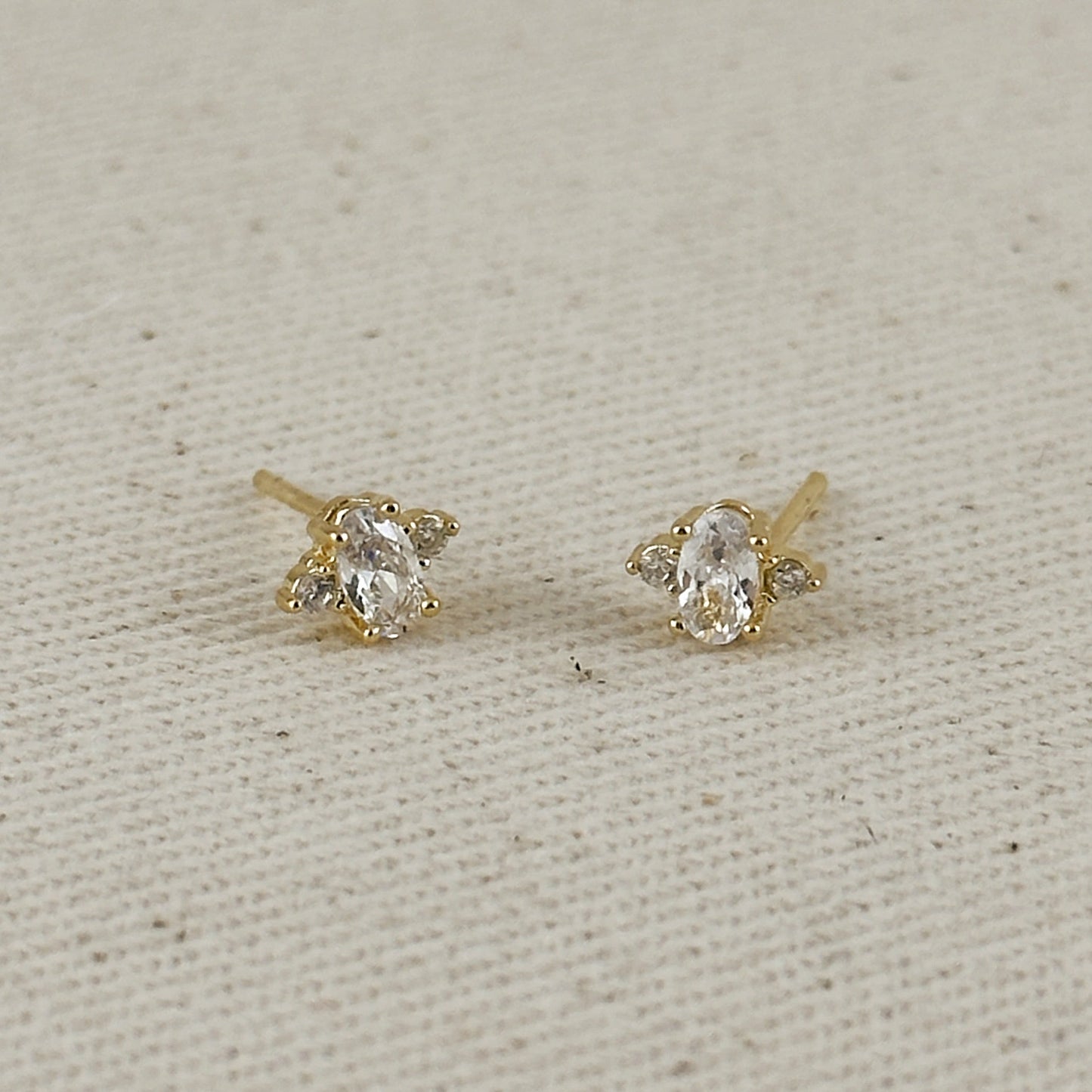 18k Gold Filled Mini Oval CZ Stud Earrings