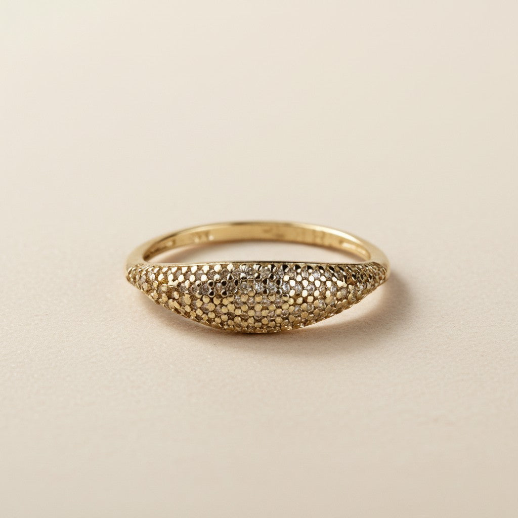 18k Gold Filled Mini CZ Dome Ring