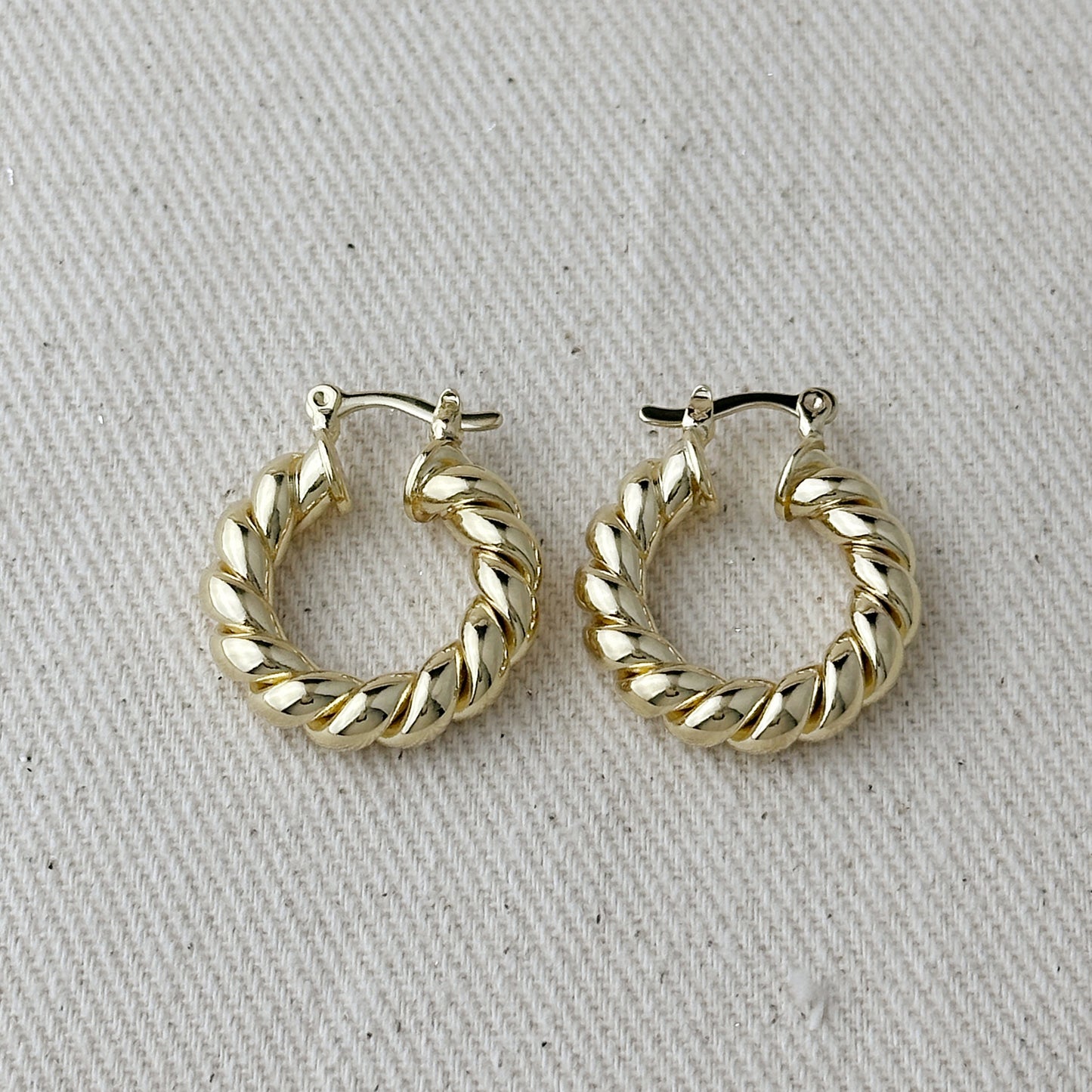 18k Gold Filled Twisted Tube Hoop Earrings - The Croissant Hoops