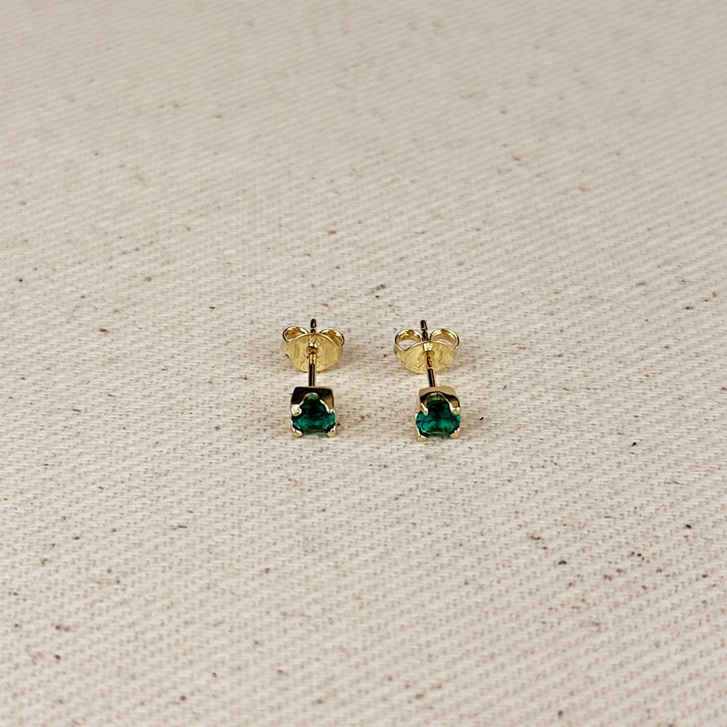 18k Gold Filled Prong 4mm Colored Cubic Zirconia Stud Earrings