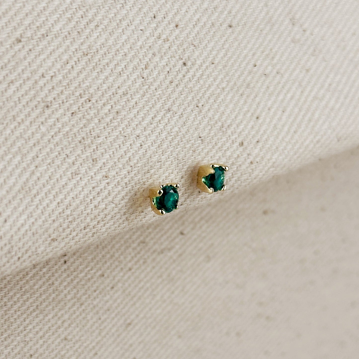 18k Gold Filled Prong 4mm Colored Cubic Zirconia Stud Earrings