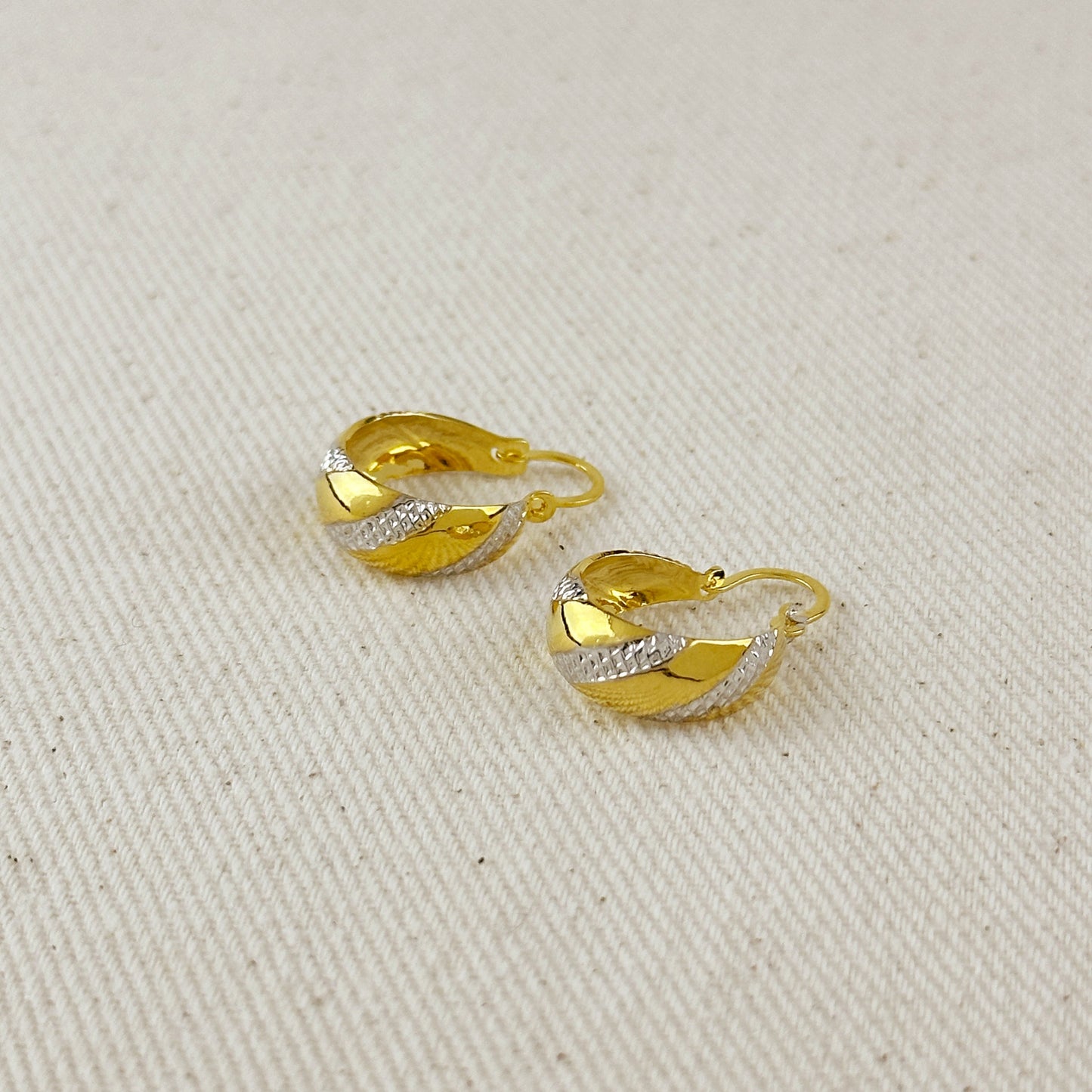 15mm Mixed Metal Ribbon Hoop Earrings