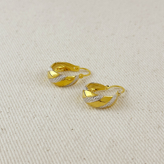 15mm Mixed Metal Ribbon Hoop Earrings