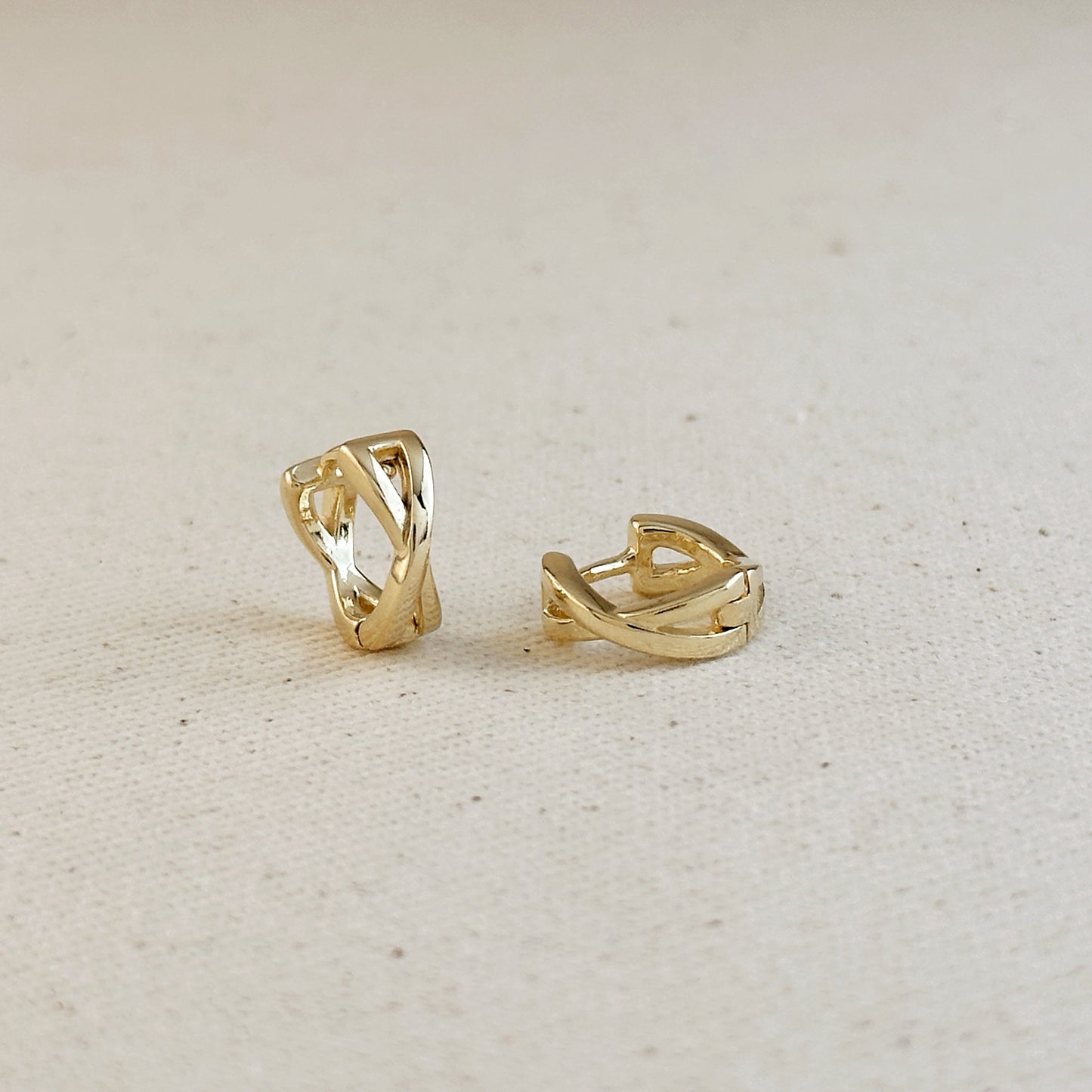 18k Gold Filled X Clicker Hoop Earrings