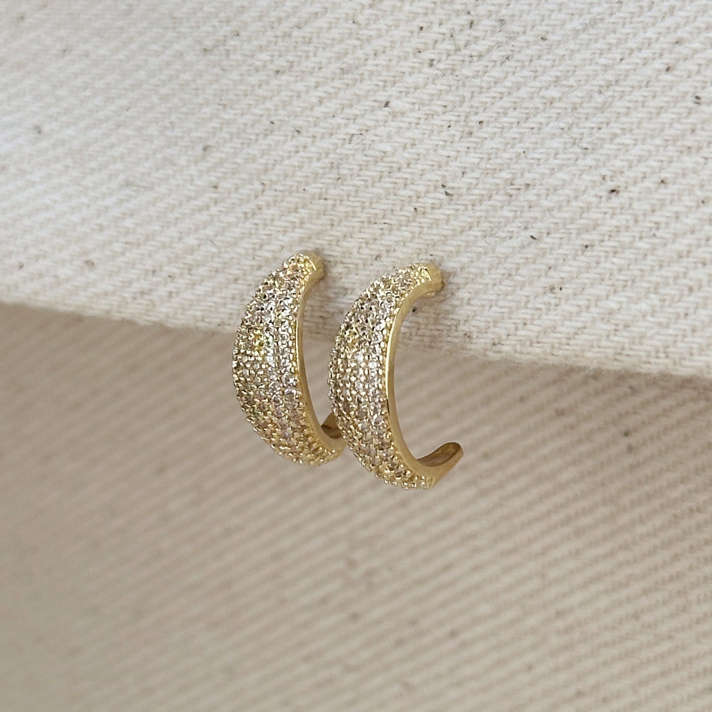 18k Gold Filled Micro CZ Curve Earrings