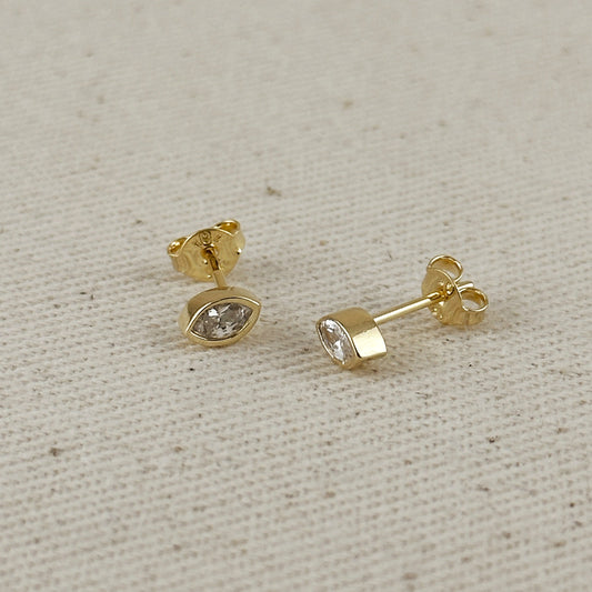 18k Gold Filled Mini CZ Elliptical Stud Earrings