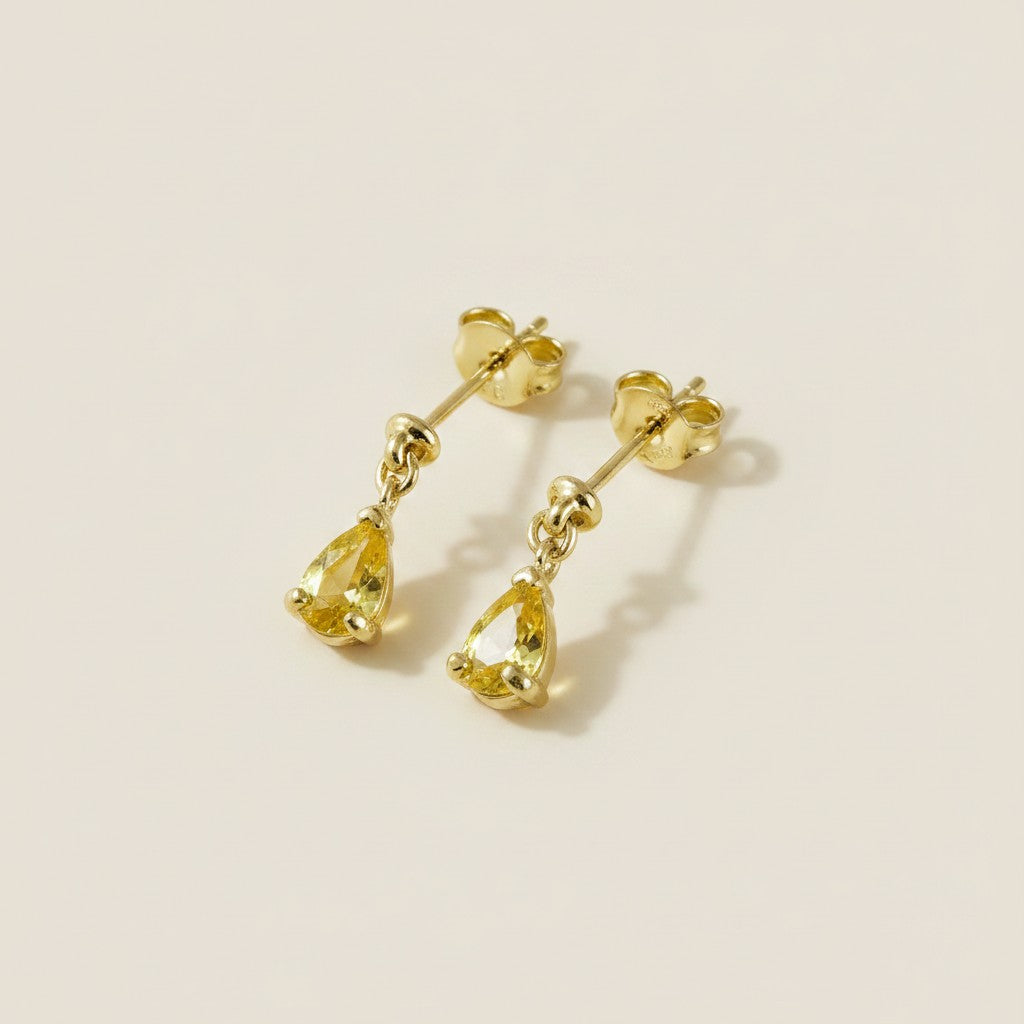 18k Gold Filled Colored CZ Teardrop  Earrings