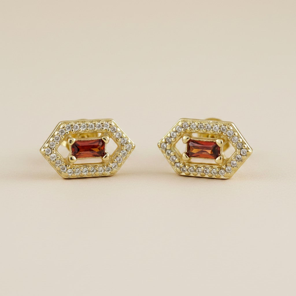 18k Gold Filled Baguette Birthstone Earrings | Personalized Sparkle