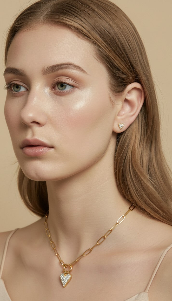 💖 18k Gold Filled Colored CZ Heart Pendant — Five Colors. One Pavé Heart. Hang It Anywhere.