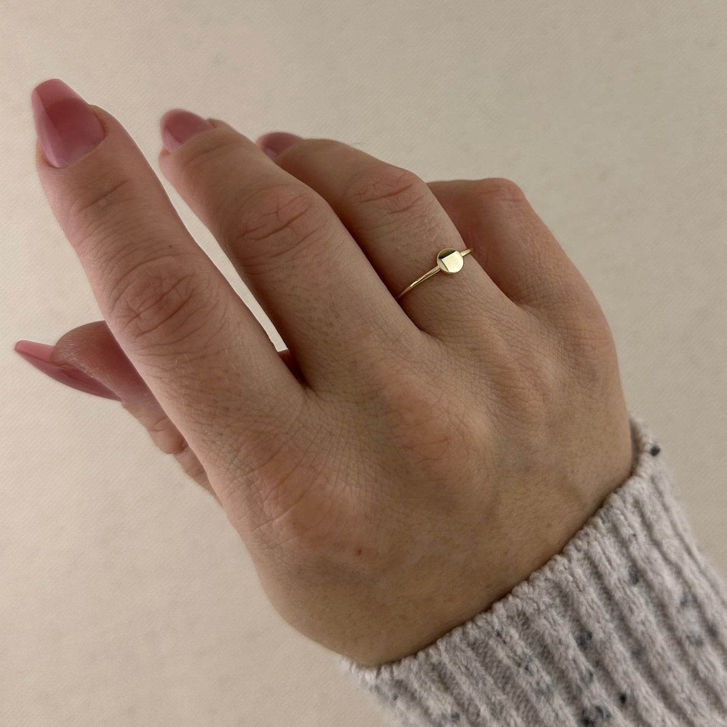 18k Gold Filled Slim Flat Disc Ring
