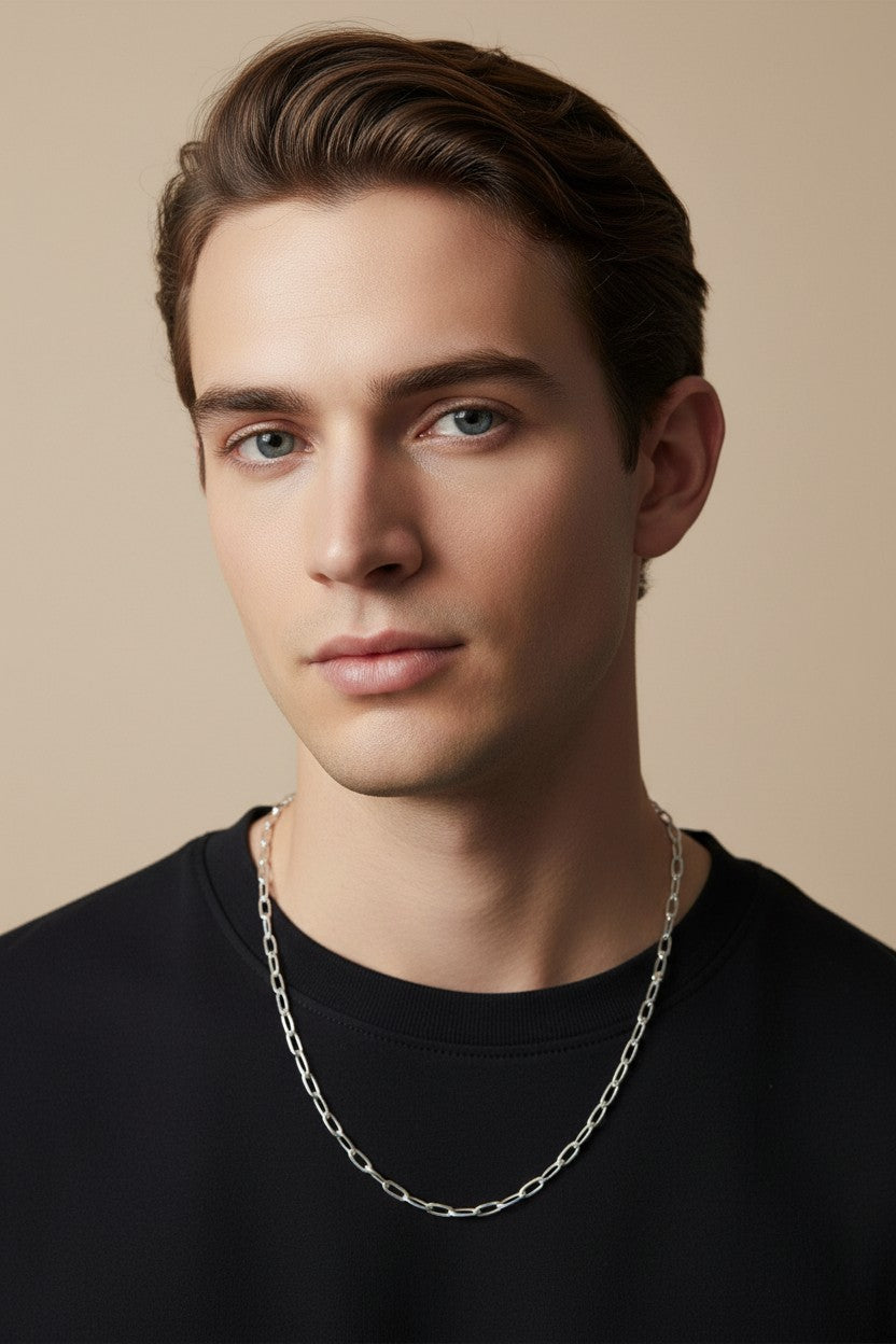⛓️ Sterling Silver Flat Elongated Curb Chain — The Foundation Piece Every Collection Needs