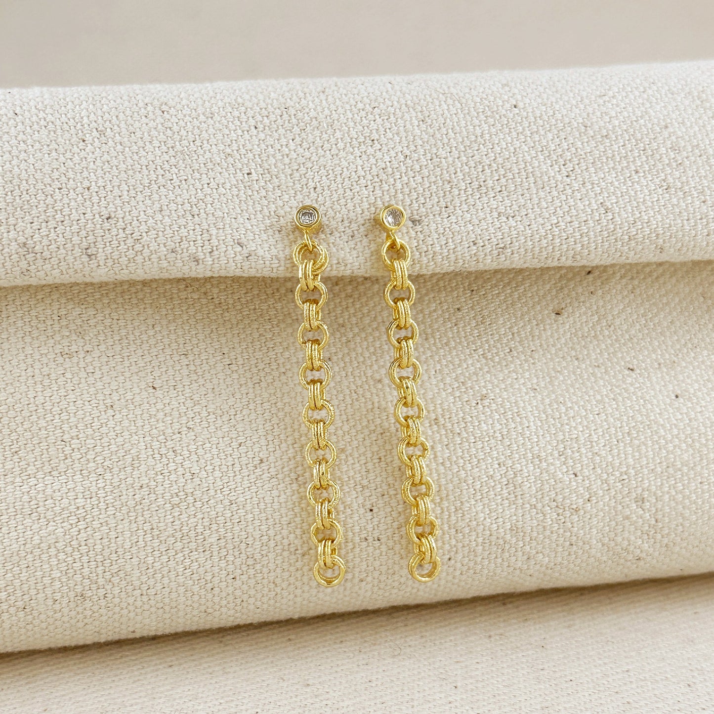 18k Gold Filled Double Rolo Chain Dangle Earrings
