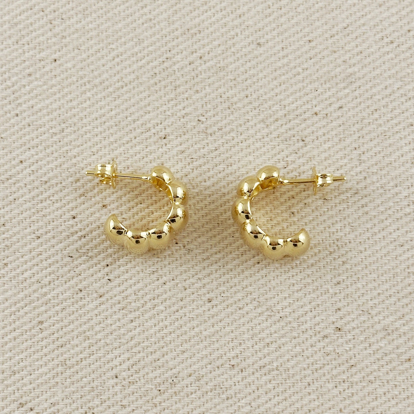 18k Gold Filled Scalloped C-Hoop Earrings