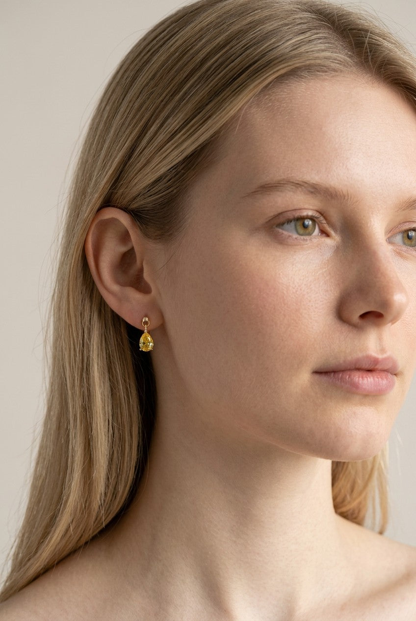 18k Gold Filled Colored CZ Teardrop  Earrings