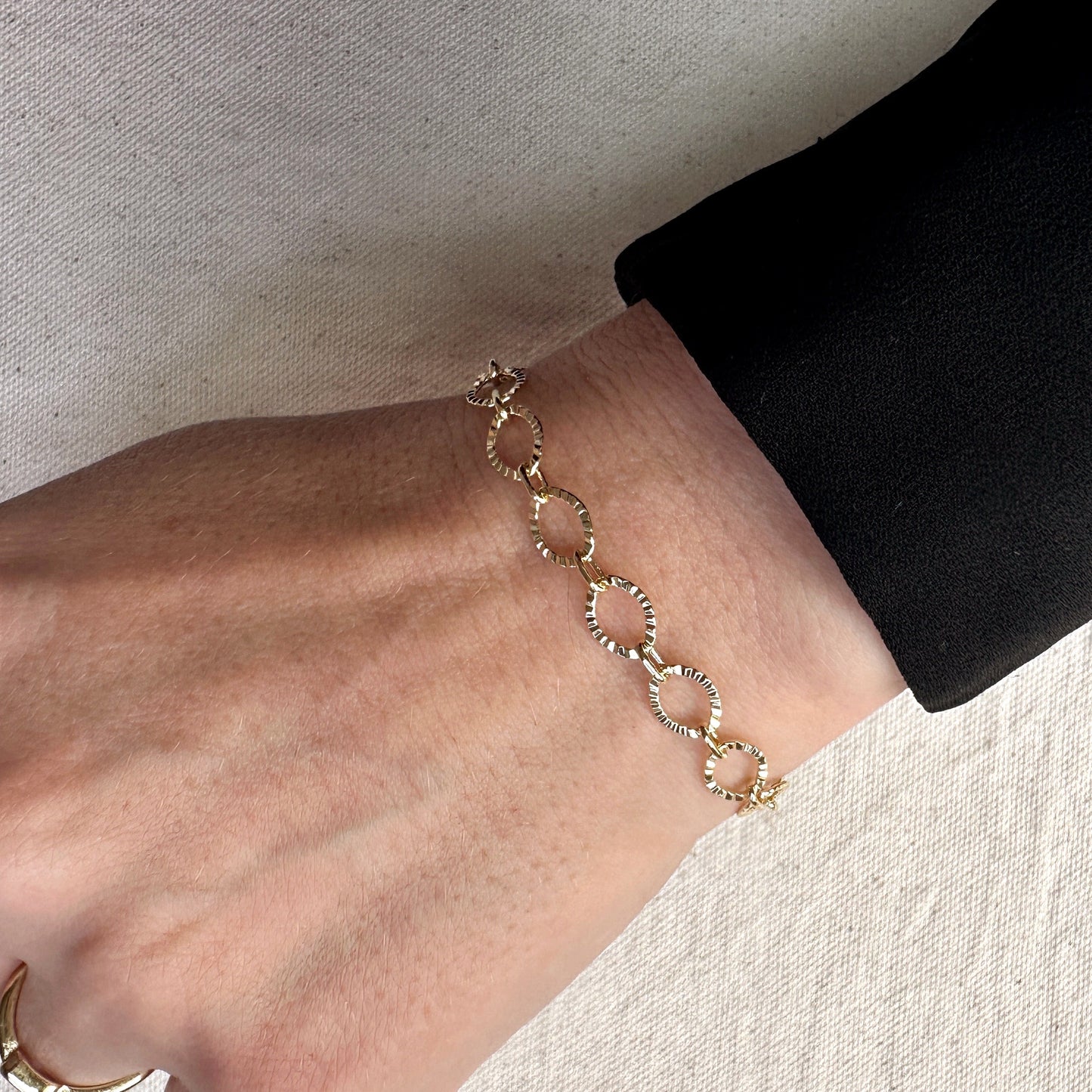 18k Gold Filled Diamond Cut Fancy Chain Bracelet