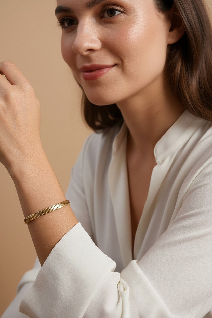18k Gold Filled Square Snake Chain Bracelet — The Wrist That Stops Time