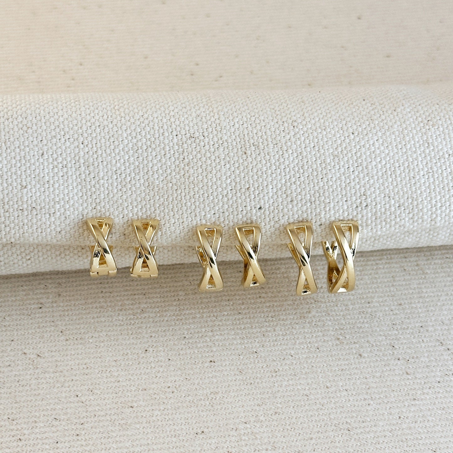 18k Gold Filled X Clicker Hoop Earrings