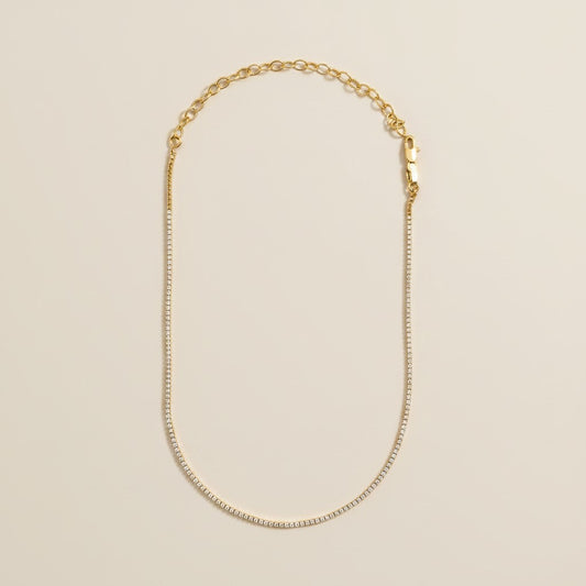 18k Gold Filled Tennis Necklace | Delicate Minimalist Sparkle