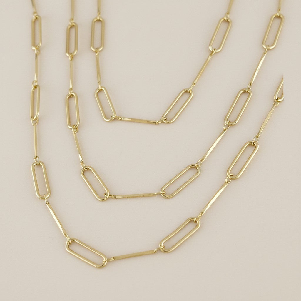 18k Gold Filled Paperclip & Straw Chain Necklace | Contemporary Timeless Style