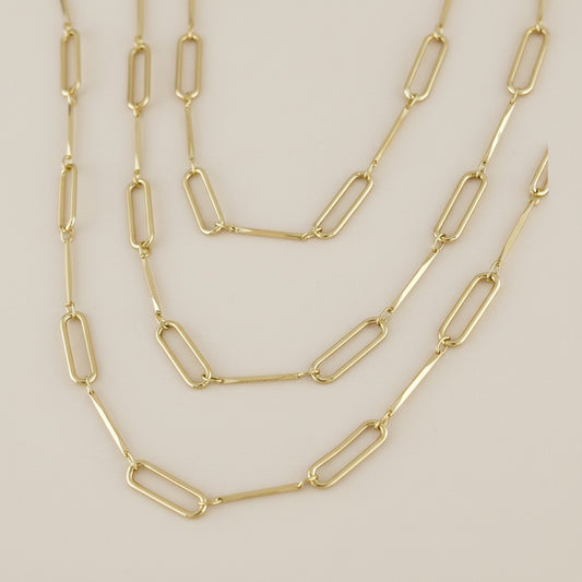 18k Gold Filled Paperclip & Straw Chain Necklace | Contemporary Timeless Style