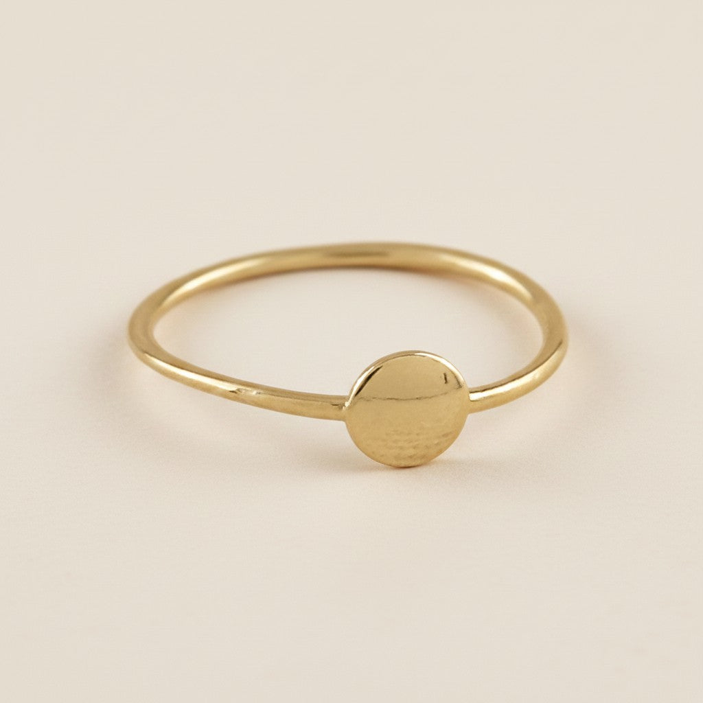18k Gold Filled Slim Flat Disc Ring | Minimalist Everyday Charm