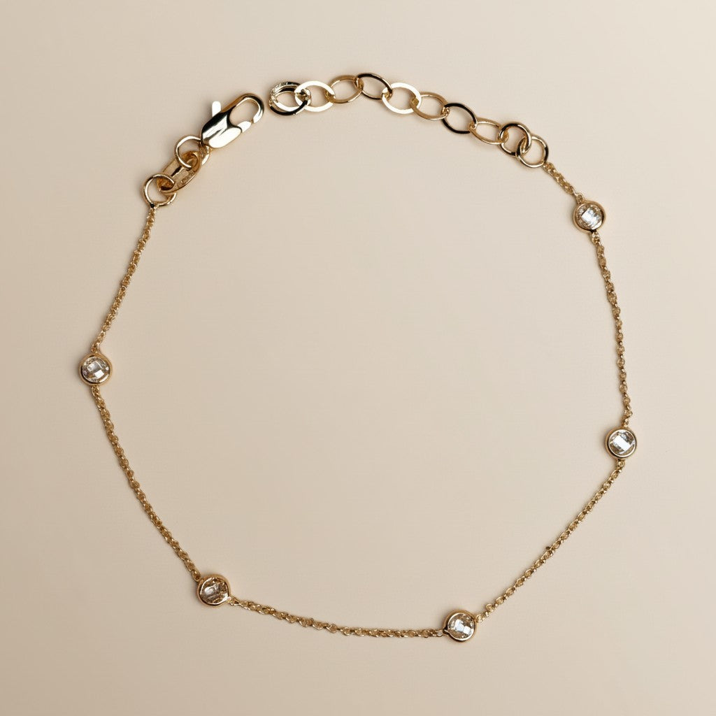 CZ Bezel Bracelet for Women - Minimalist Diamond Look Bracelet