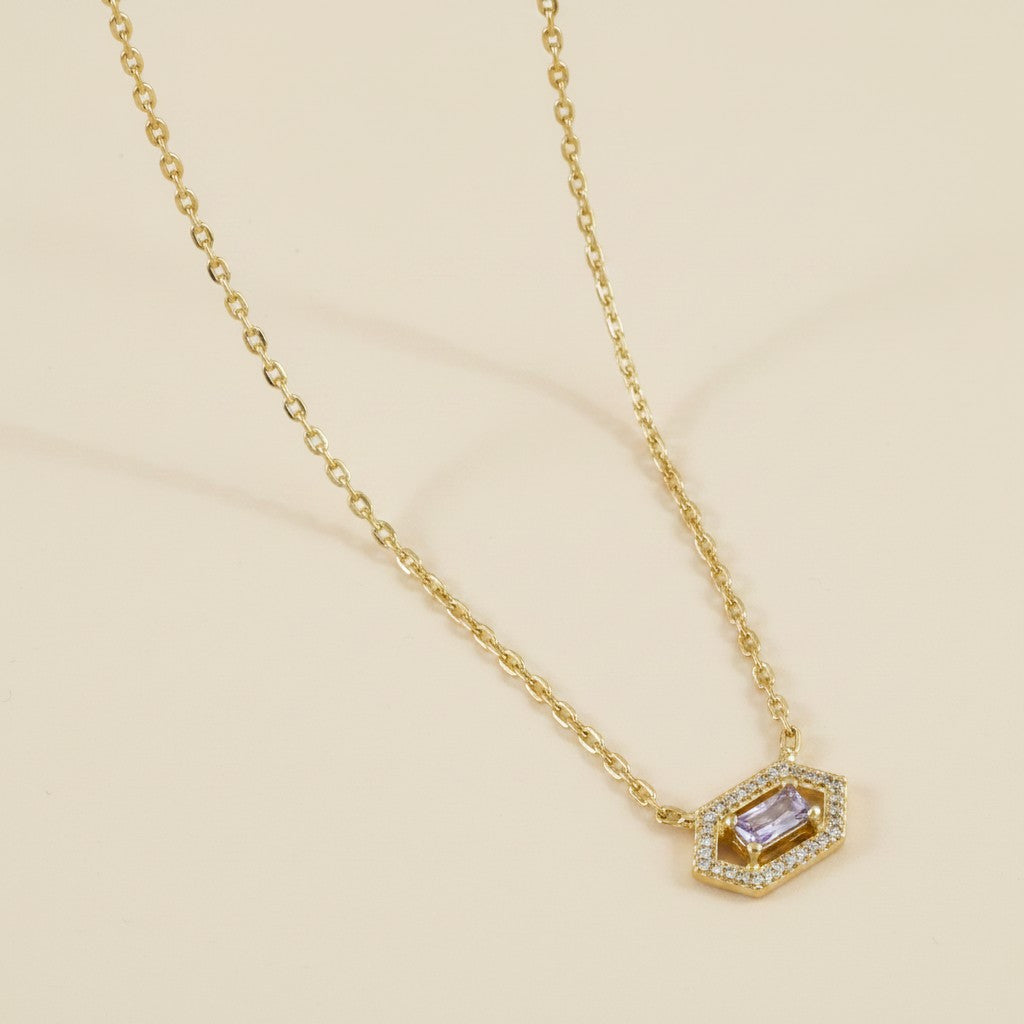 18k Gold Filled Baguette Birthstone Necklace | Personalized Sparkle