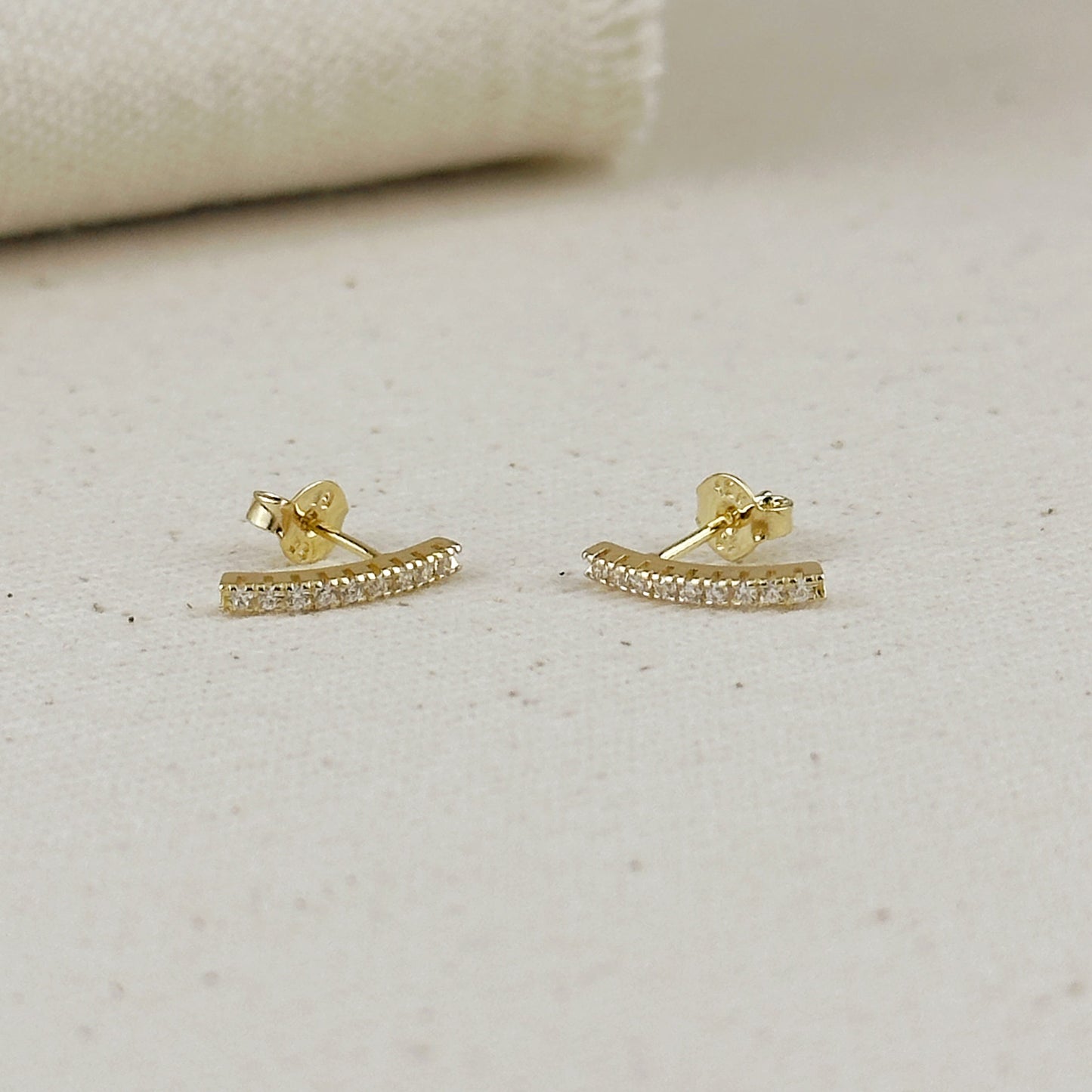 18k Gold Filled CZ Thin Line Stud