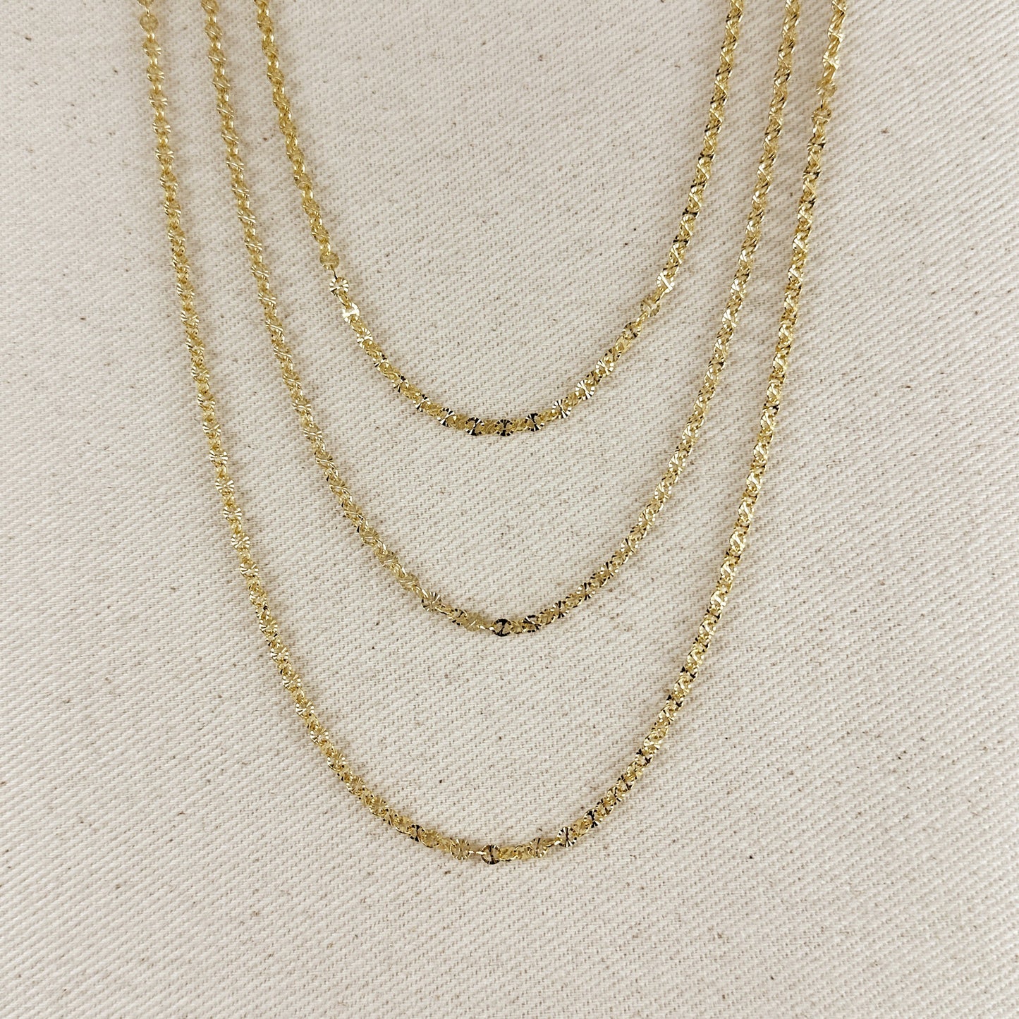 18k Gold Filled Diamond Cut Mirror Chain