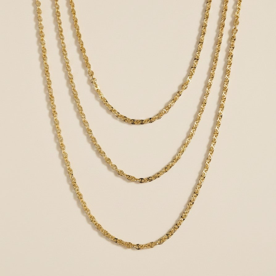 18k Gold Filled Diamond Cut Mirror Chain Necklace | Brilliant Light-Catching Sparkle