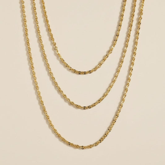 18k Gold Filled Diamond Cut Mirror Chain Necklace | Brilliant Light-Catching Sparkle