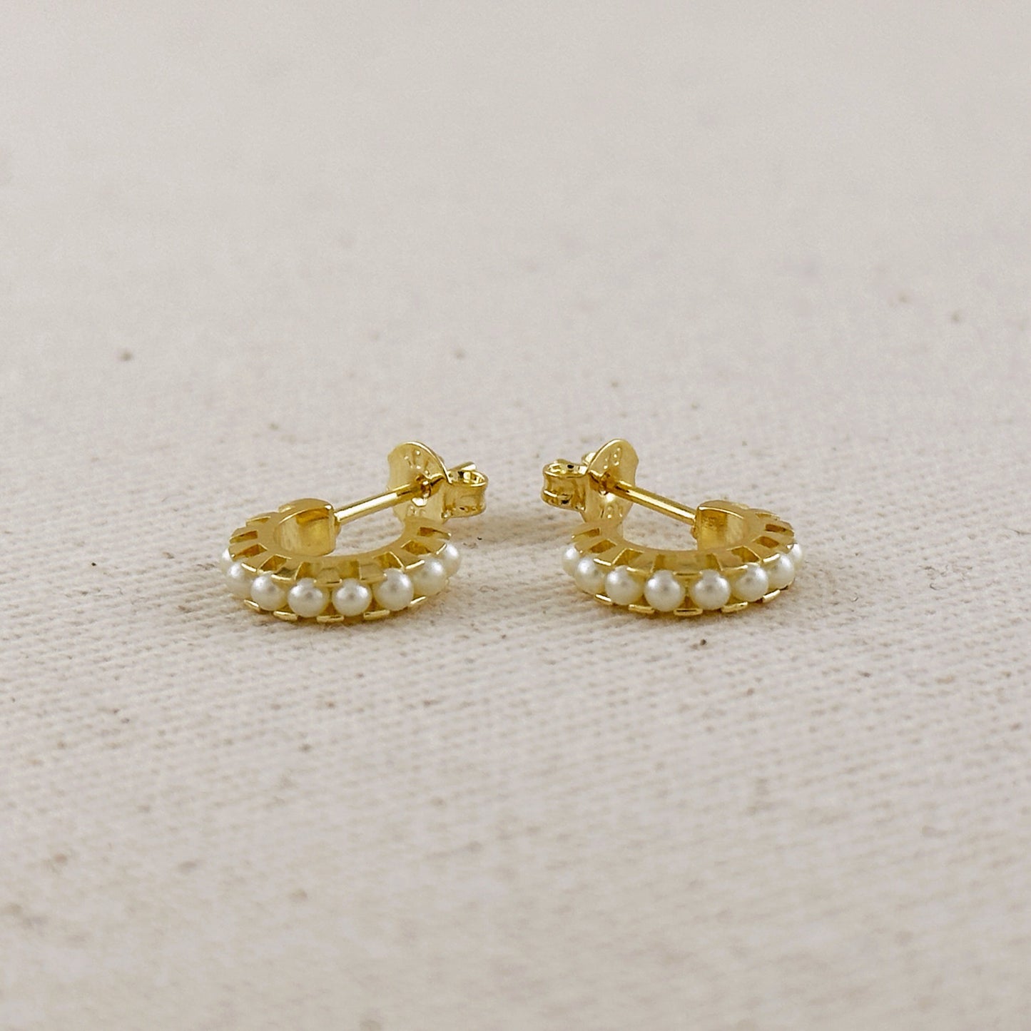 18k Gold Filled Petite Pearl C-Hoop Earrings