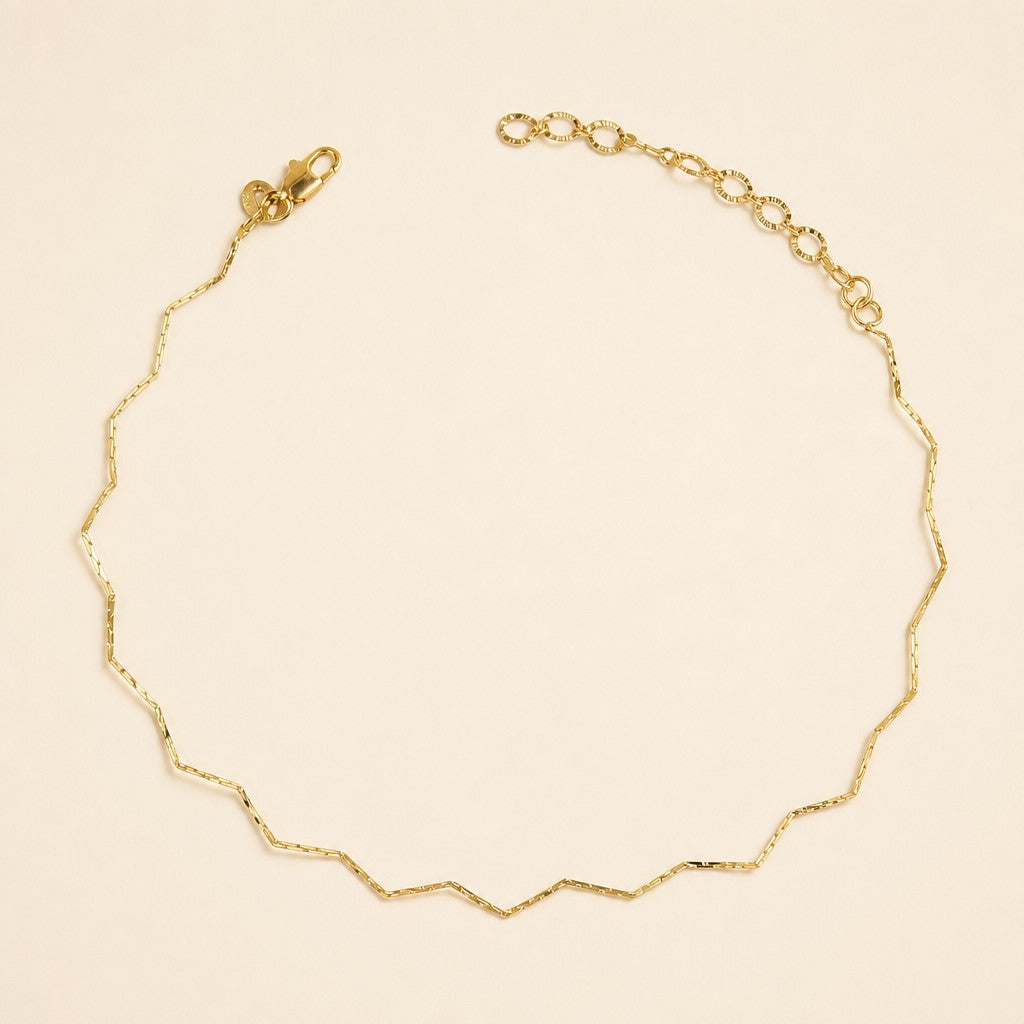 18k Gold Filled Zig Zag Anklet | Playful Everyday Shine