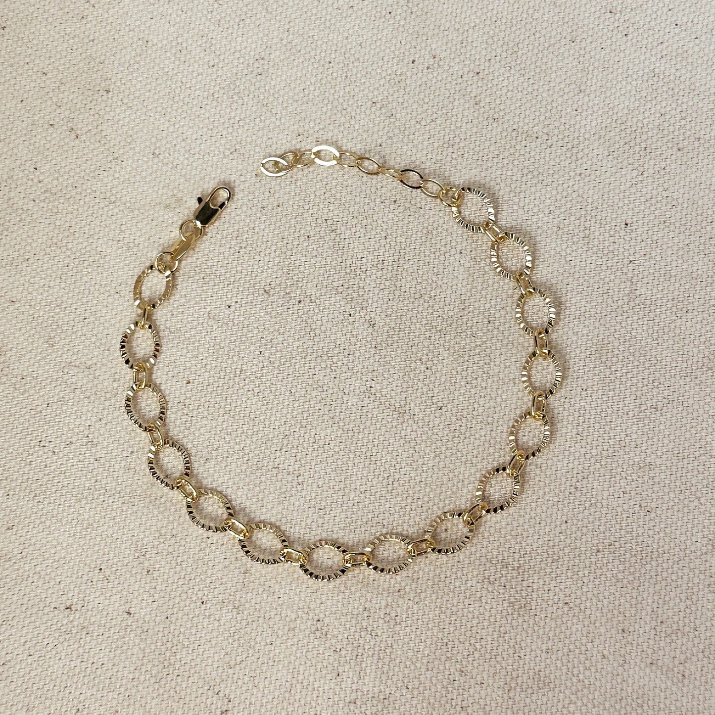 18k Gold Filled Diamond Cut Fancy Chain Bracelet