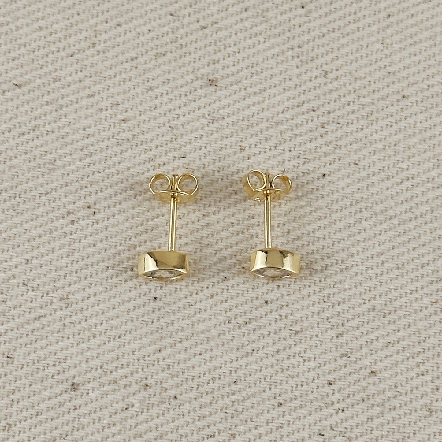 18k Gold Filled Mini CZ Elliptical Stud Earrings