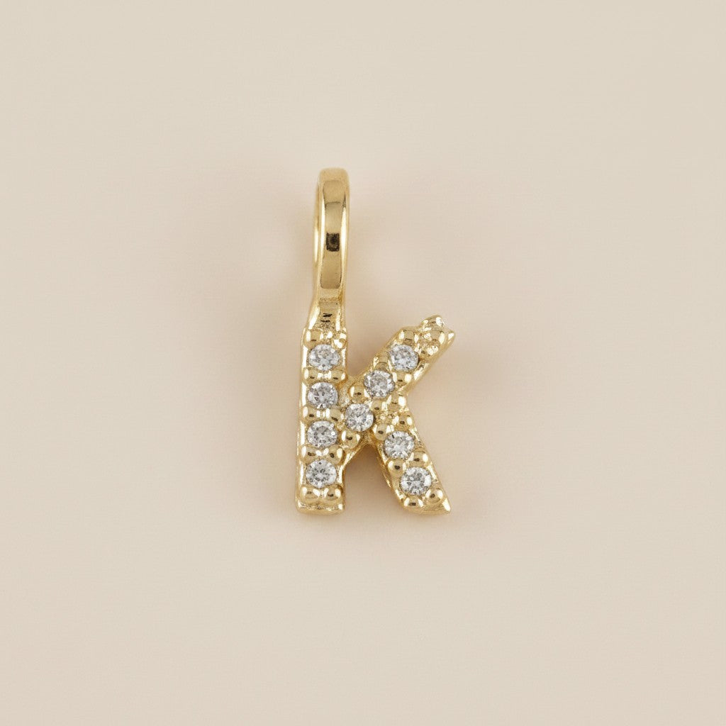 18k Gold Filled Initial Letter CZ Charm | Personalized Sparkle
