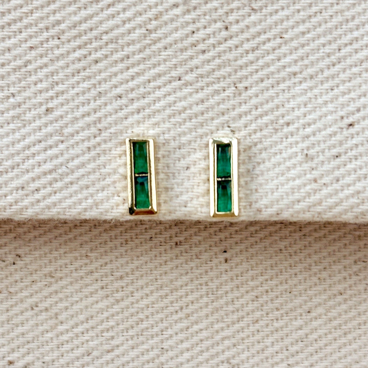 18k Gold Filled Colored Split Baguette Stud Earring