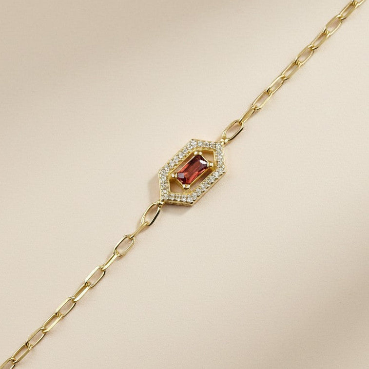 💎 18k Gold Vermeil Birthstone Baguette Bracelet — Your Month. Your Color. Your Stone.