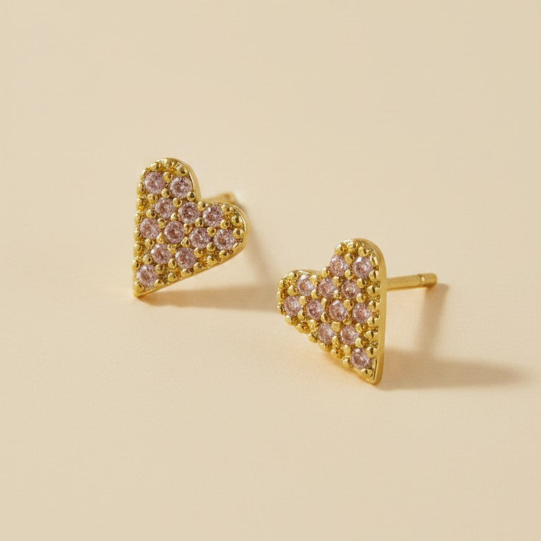 💖 18k Gold Filled Colored CZ Heart Stud Earrings — Five Colors. One Tiny Heart. All the Feeling.