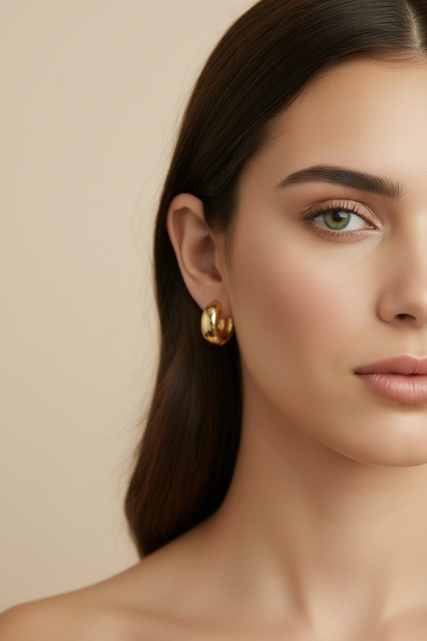 Chunky Hoop Earrings for Women - Thick Bold Statement Hoops