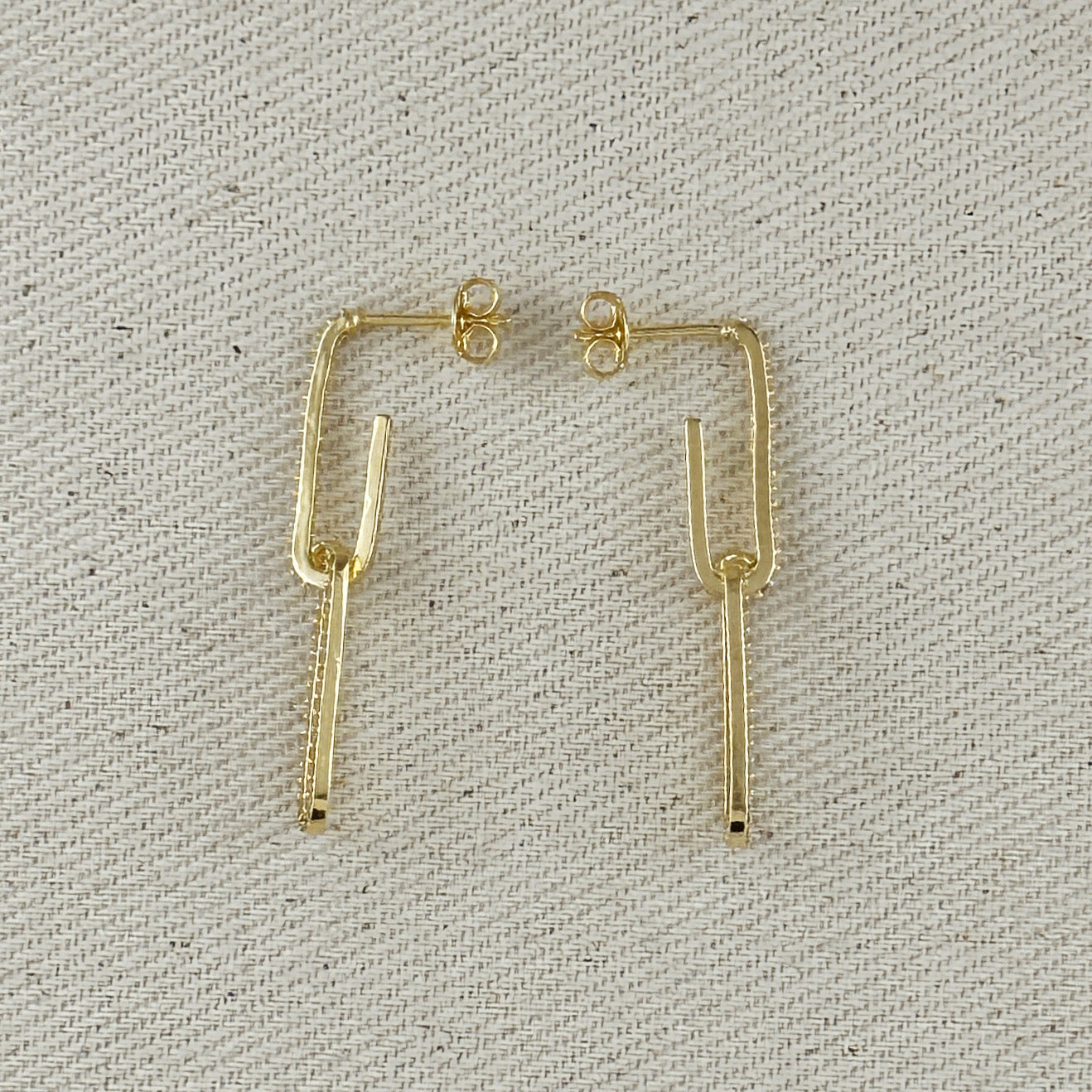 18k Gold Filled CZ Paperclip Drop Earrings