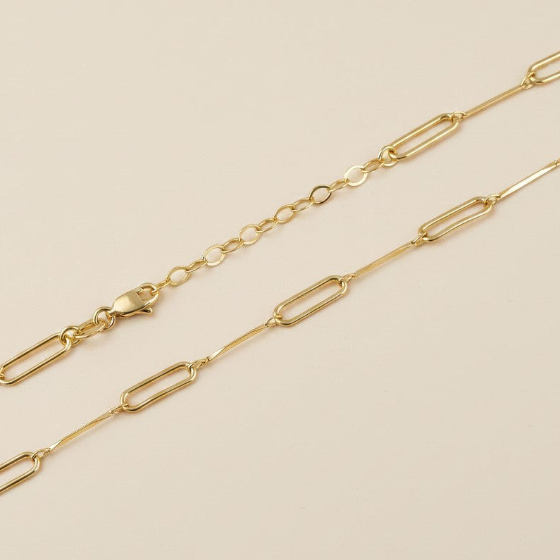 18k Gold Filled Paperclip & Straw Chain Necklace | Contemporary Timeless Style