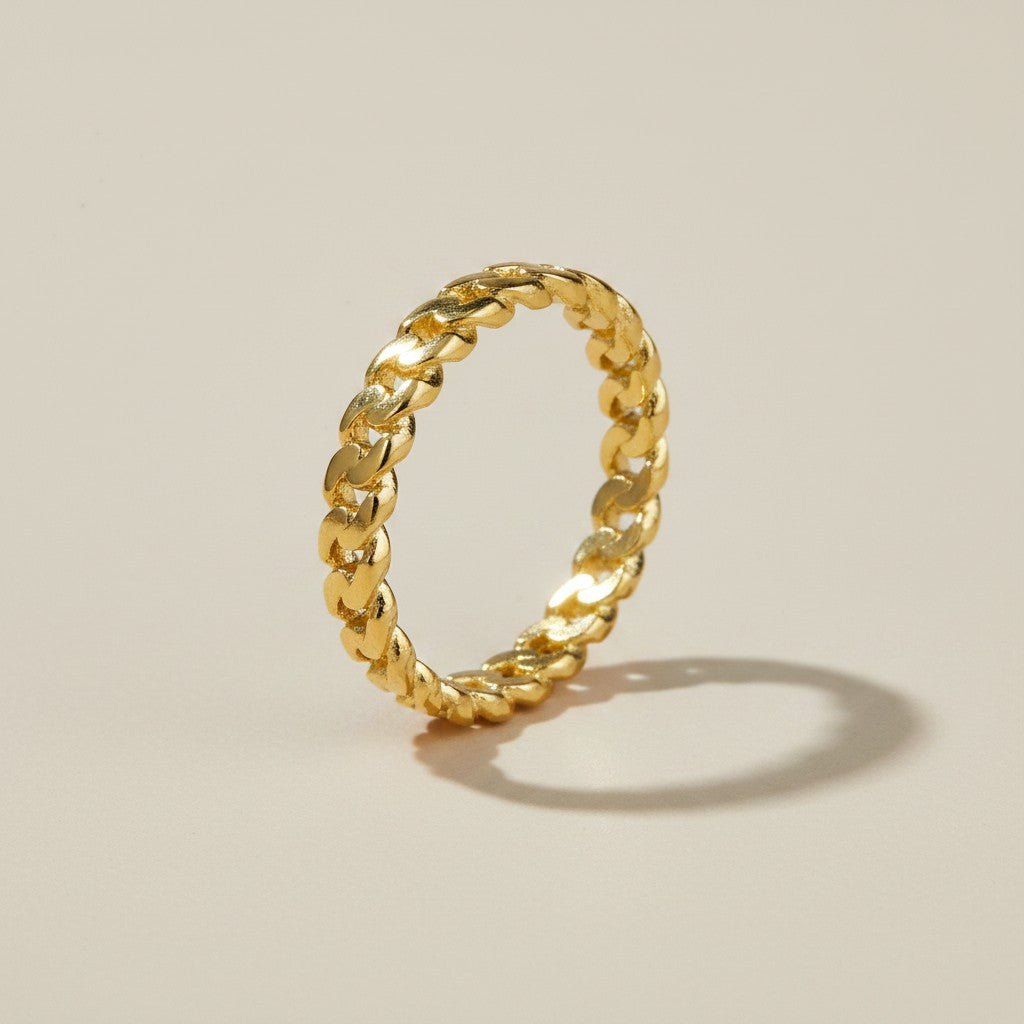 18k Gold Filled Cuban Chain Ring | Sleek & Sophisticated